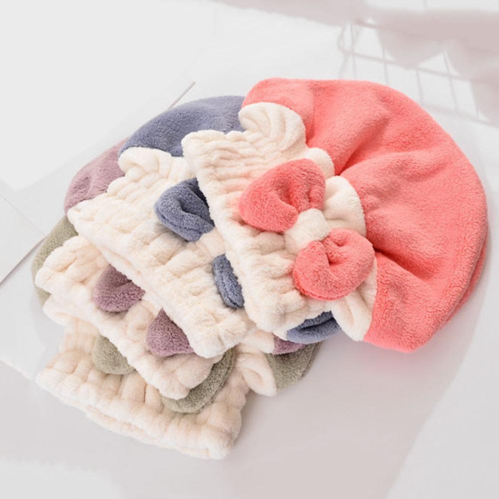 

Microfibre Women Hair Cap Bowknot Cap Quick-Dry Hair Towel Soft Hair Drying Cap Spa синий