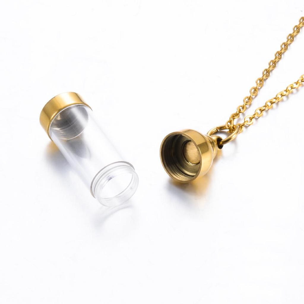 Minimalist Acrylic Cylinder Pendant Necklace with Perfume Bottle Charm
