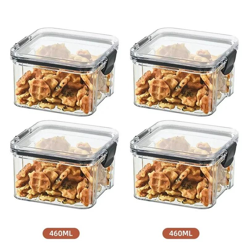 460/700/950/1300/1800ml Tjock Förseglad Förvaringstank Transparent Fyrkantig Förvaringslåda för Torkad Frukt Kök Spannmålsförvaringsburk Behållare