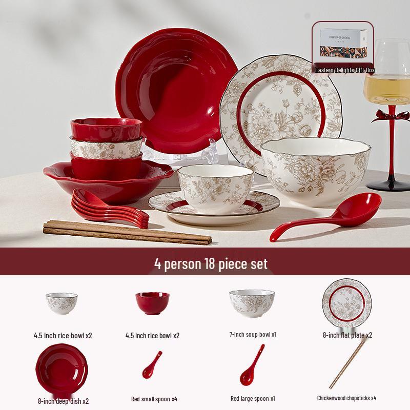 French Rose Engagement Dinnerware Set: Wedding & Housewarming Gift for Newlyweds