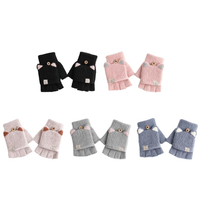 2pack Flexible Finger Movement Gloves Cold Weather Knitted Gloves Child Gloves for Daily Use