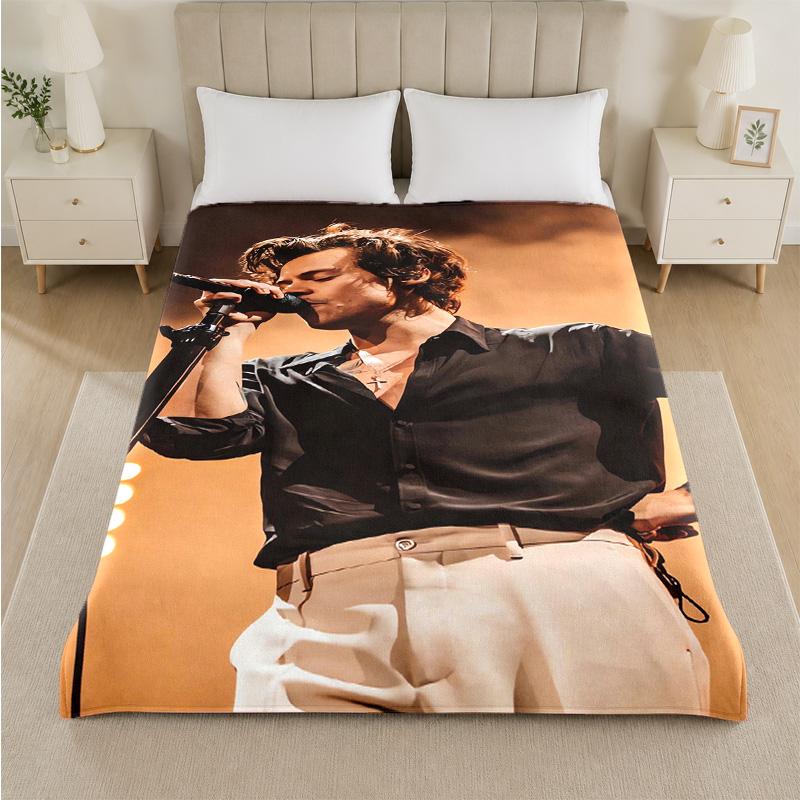 Coperta in Flanella con Stampa di Harry Styles Morbida Calda Coperta in Peluche per Letto Divano Divano Uso Domestico Interno