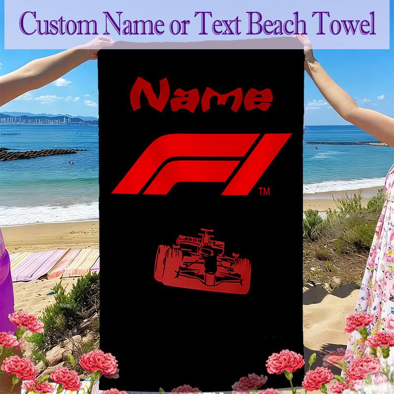 F1 Racing Car (13) Beach Towel, Multi-purpose Beach Towel Perfect for Camping and Beach Vacations