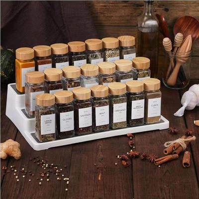 Square Glass Spice Bottle with Wooden Lid, 120ml Pepper Shaker