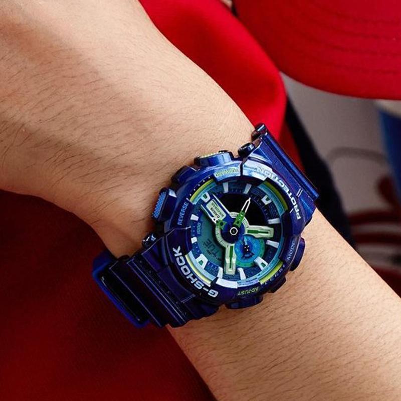 Casio G-SHOCK Series Contrast Color Trend Fashion Dual Display Anti-magnetic Shockproof Waterproof Sports Quartz Movement Resin Strap GA-110MC-2A