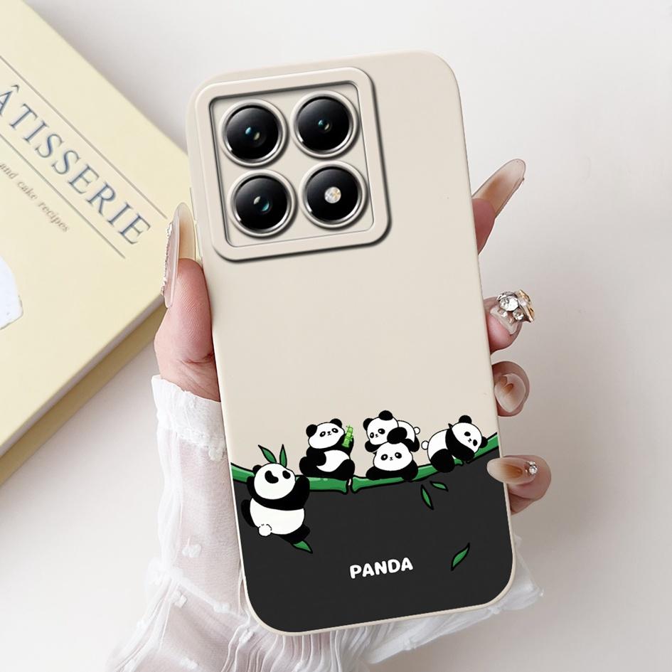 Für Xiaomi 14T Hülle 14T Pro Cover Süßer Cartoon-Panda Weiches Flüssigsilikon Stoßfest Funda Für Xiaomi 14T Pro Mi14TPro 5G Hülle