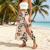 Women's Bohemian Leopard Print Split Maxi Skirt - Lightweight, Elegant & Comfy, Eye-Catching Long Skirt for Summer Beach Vacation