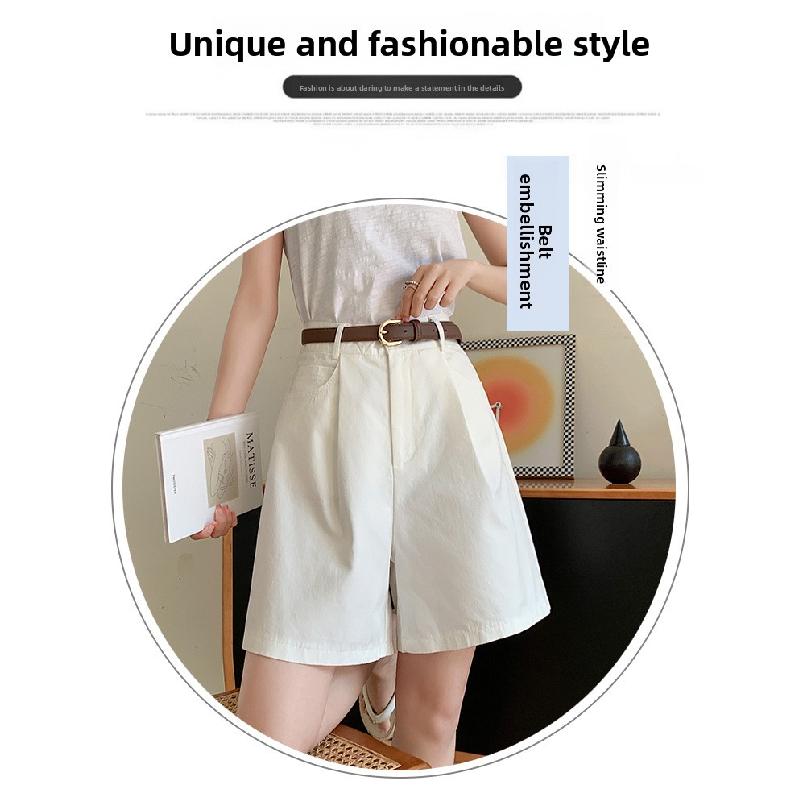 Women's Cotton-Linen Work Shorts, Summer 2026 New High-Waisted A-Line Wide-Leg Shorts