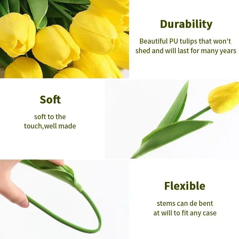 Hedvábná látka Odolná proti vyblednutí Dlouhotrvající Umělý tulipánový buket pro Stůl Okno Stůl Domácí dekorace Květinová dekorace Tulipánový buket