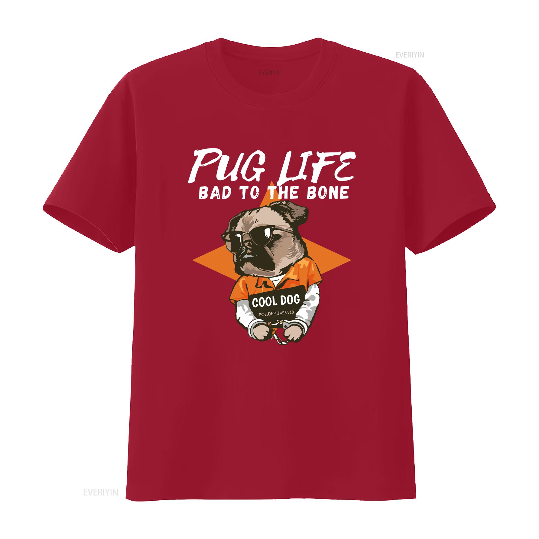 

Pug Life T Shirt Owner Mom Dad Dog Lover Gangsta vintage Washed Stylish Stretched Versatile Casual streetwear S