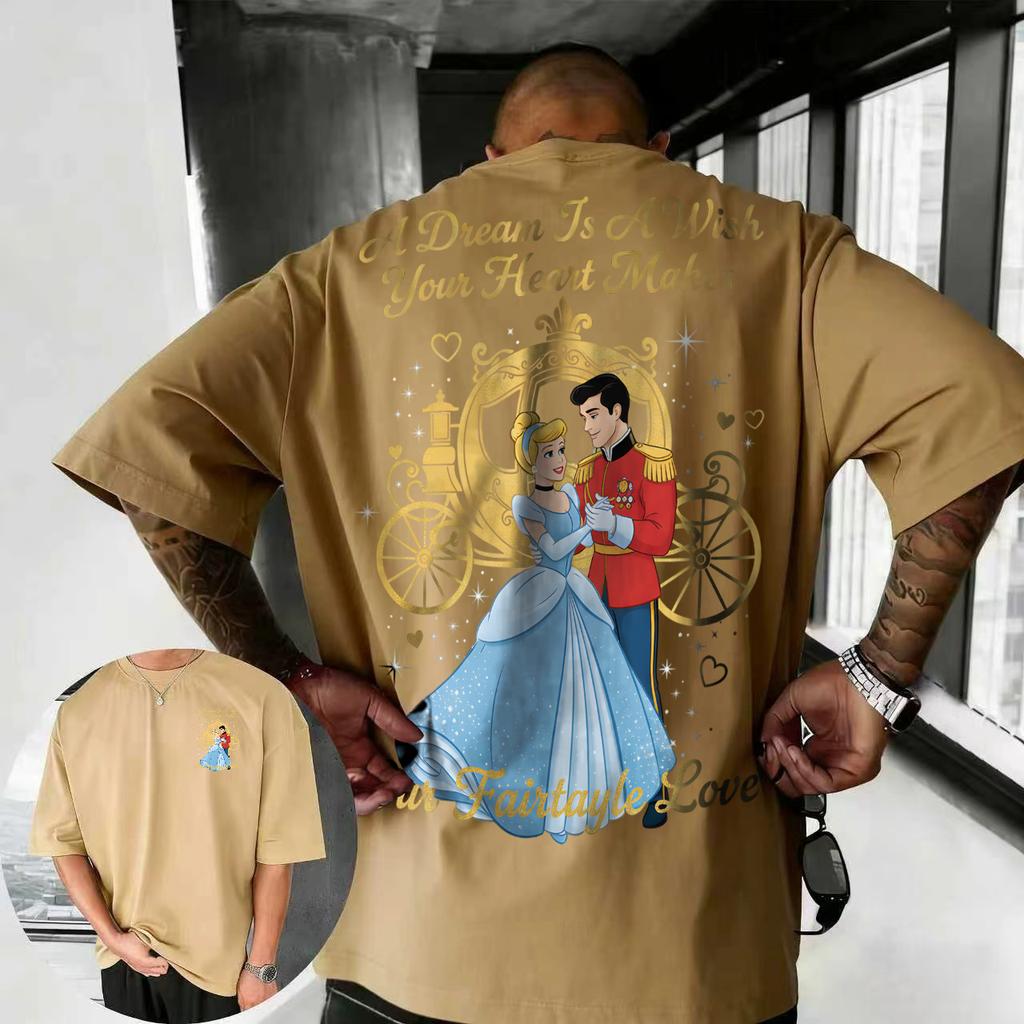 T-shirt Estiva Disney Cenerentola 2026 100% Cotone Manica Corta Casual Larga Traspirante Top Non Stropicciabile