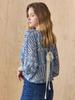 M.GRAF Back Ribbon Geometric Pattern 3/4 Sleeve Tunic Blouse