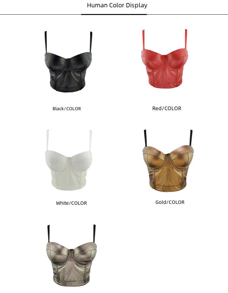 Sexy Leather Womens Vest Suspenders Solid Color Elastic Bra Wrap For Summer