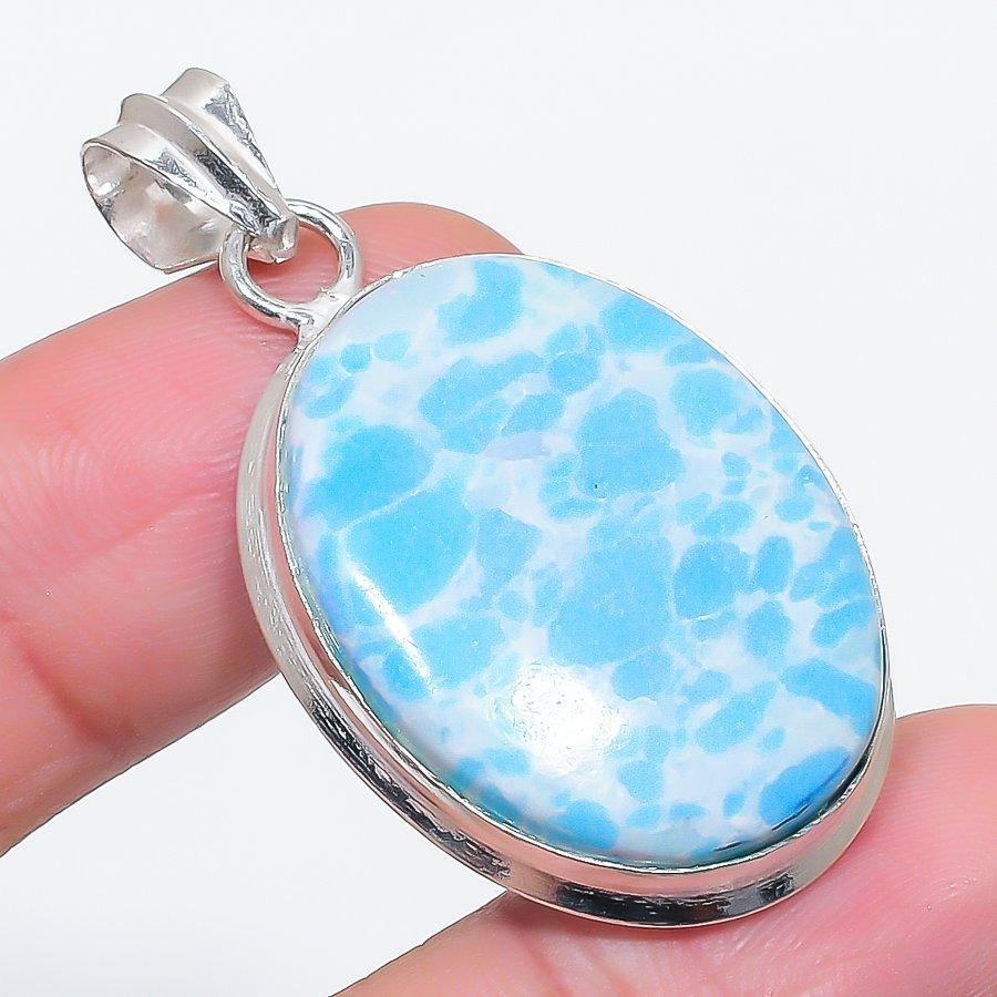 

Natural Larimar Gemstone Handmade 925 Sterling Silver Jewelry Pendant 1.85 M7Y54