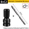 PH2 Phillips Screwdriver Bits Cross Head Magnetic 50/100/150mm Hand Tool 1/2” Square To 1/4” Hex Wrench Socket Adapter Converter