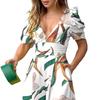 Spring new women's clothing fashion temperament V-neck waist wide-leg jumpsuit