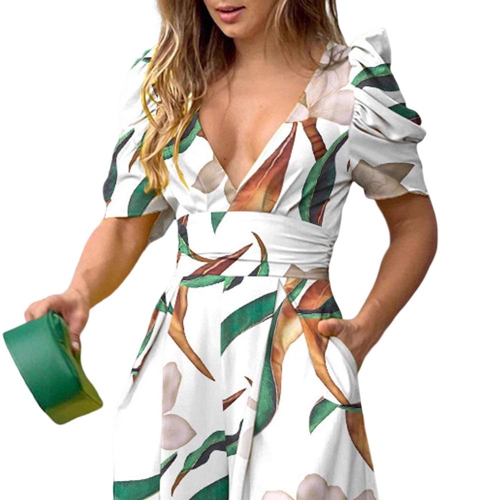 Spring new women's clothing fashion temperament V-neck waist wide-leg jumpsuit