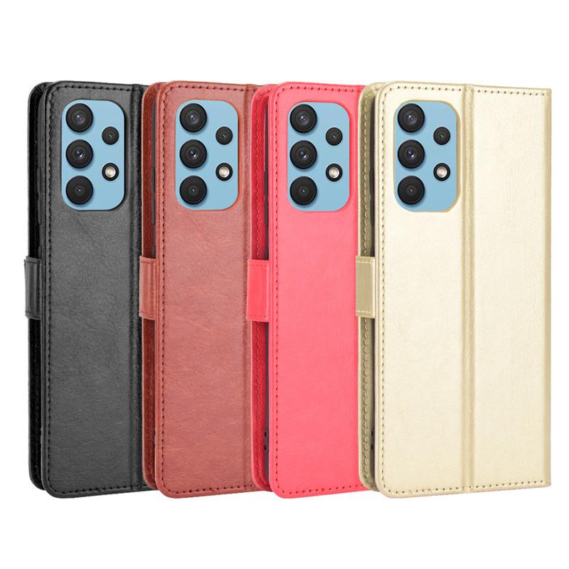 Suitable for Samsung Galaxy A32 4G phone case, crazy horse pattern flip cover leather case with card slot