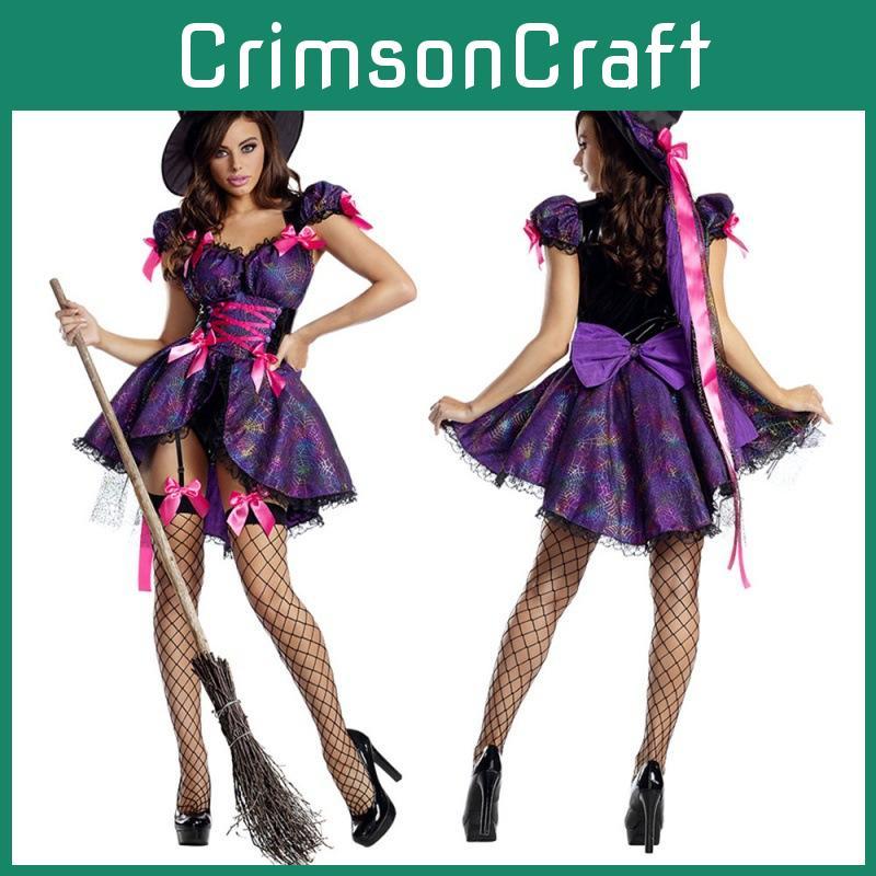 Enchanting Purple Halloween Witch Costume For Women Featuring Magical Wizard Design
