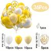 36pcs Yellow White Balloons with Golden Confetti 10-Inch Latex Balloon Set for Celebrations Festive Birthday Party Decoration