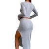 2023 Autumn/Winter Women's Solid Color Casual Slim Fit Round Neck Long Sleeve Skirt Set
