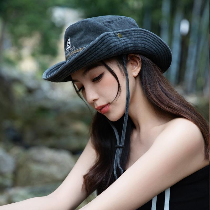 

Летняя новая шляпа женская для активного отдыха, кемпинга, путешествий, альпинизма, защита от солнца, шляпа-ведро, западная джинсовая шляпа от солнца Average size