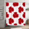 Red Poppy Shower Curtain Waterproof Fabric Decor for Bathroom Walls 3D Printed Design Available in Multiple Sizes