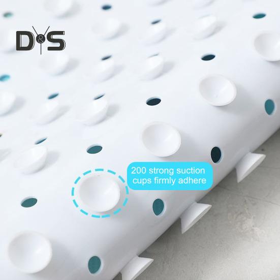 100x40CM Cartoon Sea Animal Bathtub Mat with Suction Cup Drain Holes Rectangle Bathroom PVC Non-slip Mat Machine Washable Kids Bath Shower Floor Mat