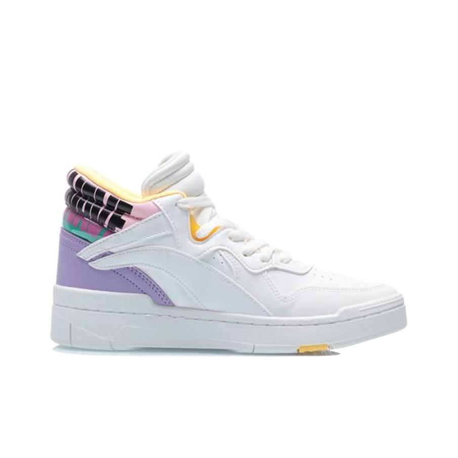 Li Ning Superwave Mid Casual High-Top Sneakers Damen-Sneakers Weiß Lila AGCQ238-3