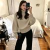 Women's Long Sleeve Turtleneck Sweater Loose Fit Knit Pullover Top for Fall Winter Everyday Wear