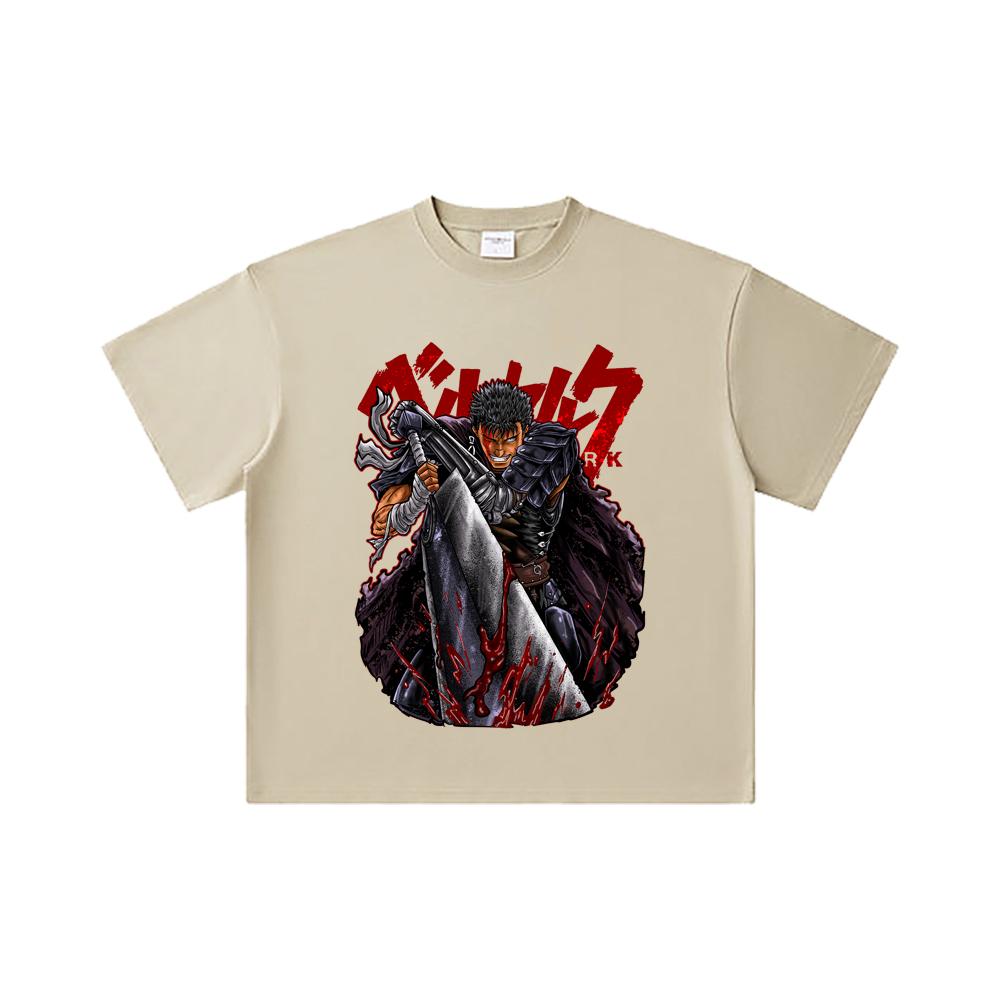 260 GSM Double Yarn 32 Count 100% Cotton Berserk V7 Print Unisex Heavy Cotton T Shirt… More