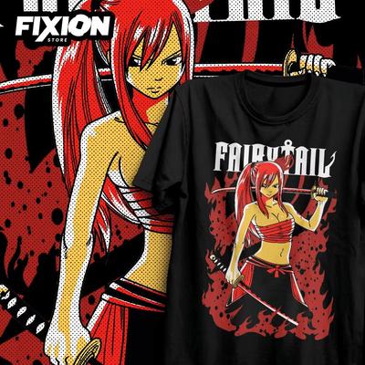 Summer Hot Sale Tshirt for Anime Fairy Tail  Erza Negra  Nuevos Enero Mango Tee Mens Short Sleeves
