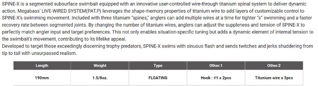 Megabass Spine-X 190F Floating Lure Dragon Fish G (0111)
