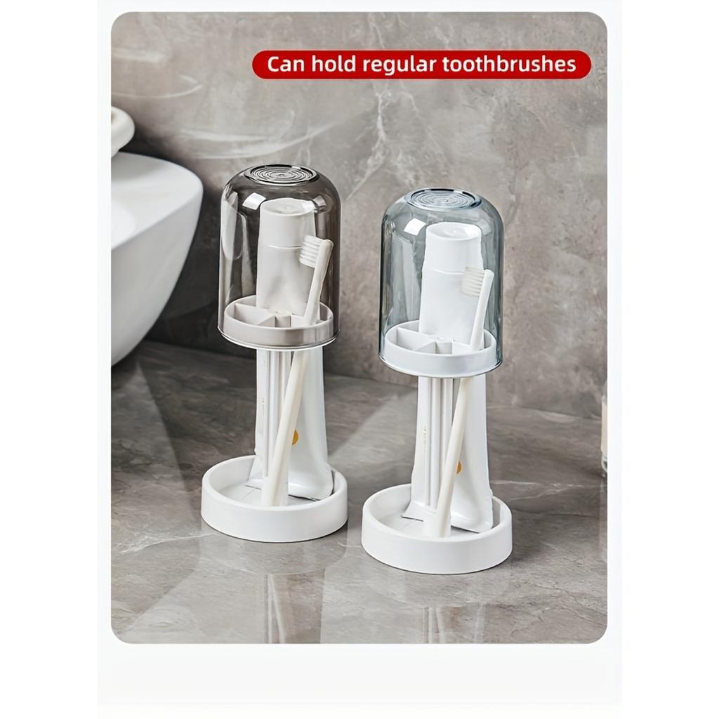 Toothbrush Holder with Dust Cover. Toothbrush Cup Holder with Drainage, Flow Guide, Storage Cup Holder. Home Multifunctional Dental Appliance Holder