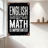 Vintage English vs Math Metal Sign Distressed Rusty Wall Plaque for Home Office Classroom Bar Man Cave Decor