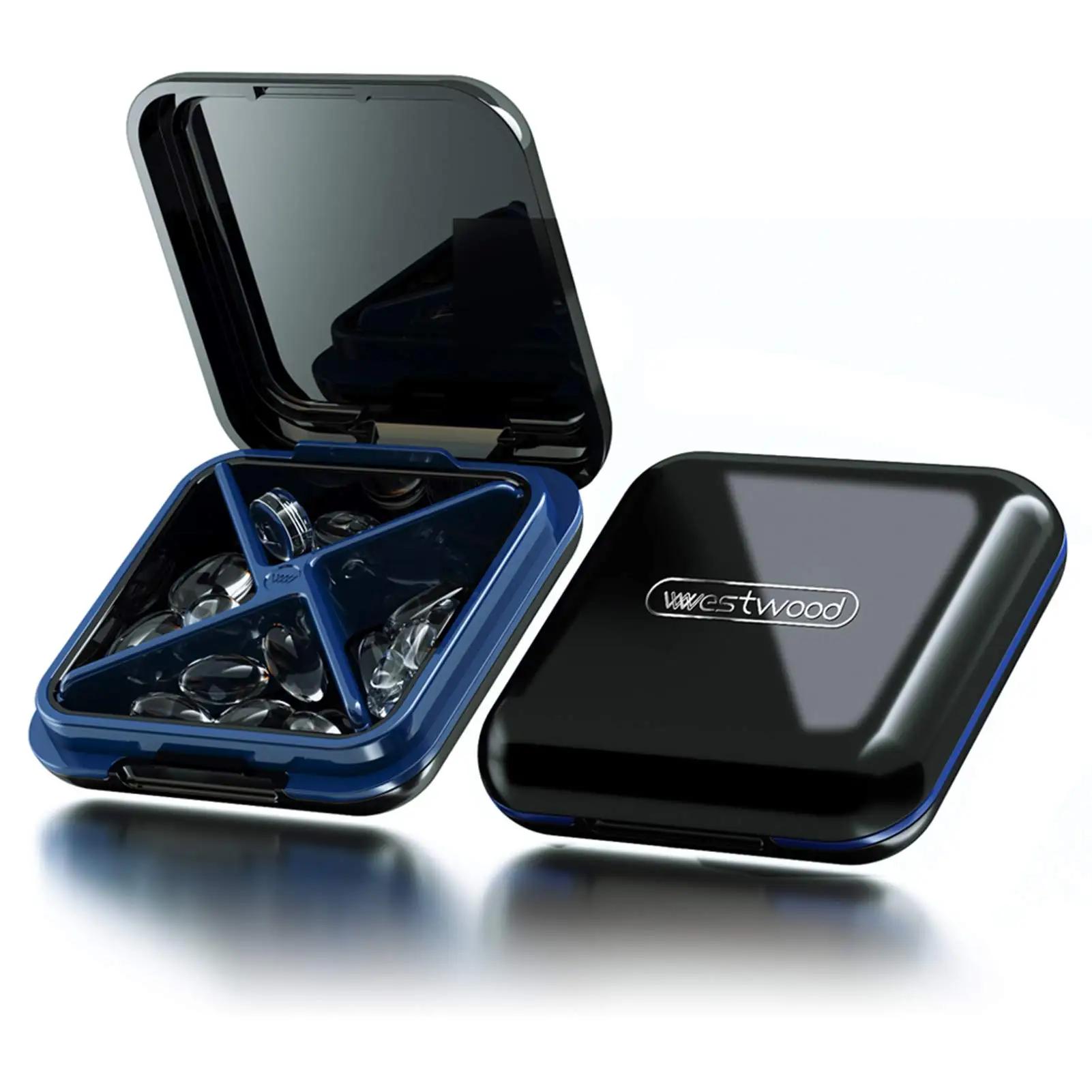 

Маленькая таблетница Портативный органайзер для лекарств, Милая ежедневная таблетница для кармана, Водонепроницаемый дорожный контейнер для таблеток с 4 отделениями чёрный