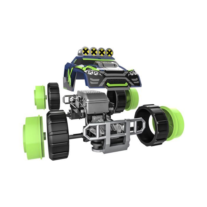 Silverlit - 20703 -EXOST-Build2drive-Voiture à Construire Mighty Monster-2.4Ghz Bleu marine-15 cm, , Vert ET Noir