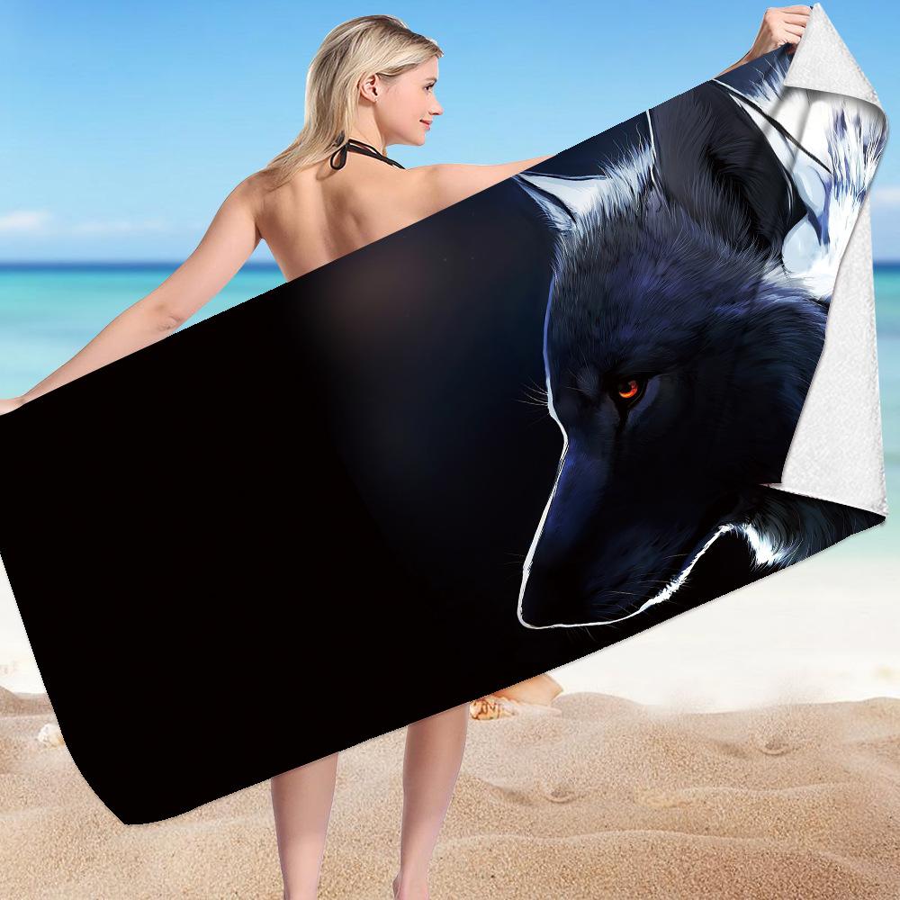 Wolf Beach Towels Super Abaorbation Bath Towel Mystery Vicious Wild Animals for Boys Men Adults for Travel Swimming Hotel Towels