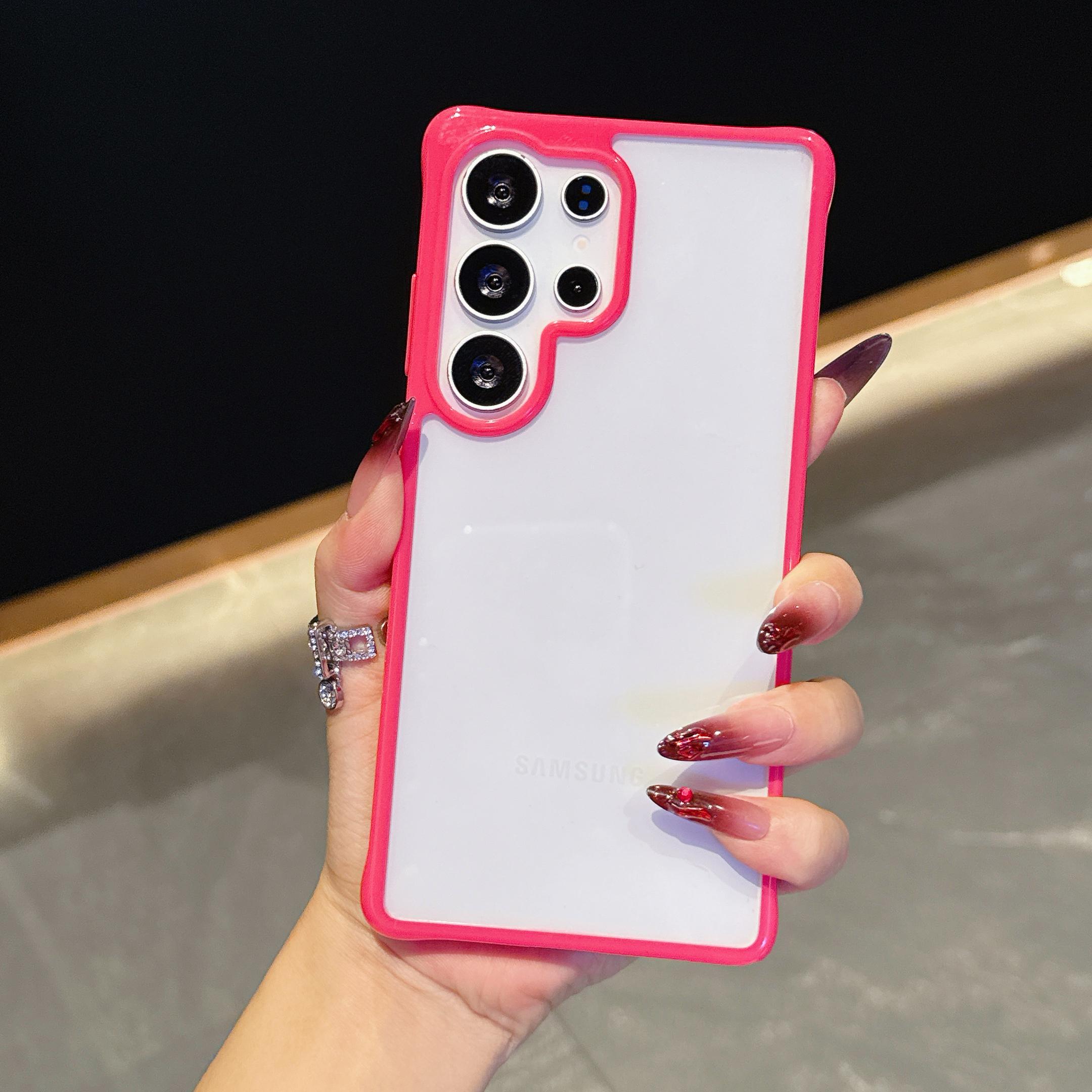 

Противоударный Цветной Бампер Прозрачный Чехол для Телефона Для Samsung Galaxy S23 S24 S25 S24FE Прозрачная Мягкая Акриловая Крышка Для Samsung Galaxy A36 A56 A35 A55 A26 Samsung A36/A56 5G красный