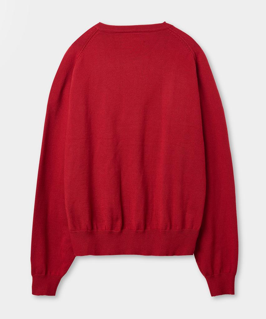 Yujen Minimal Round Neck Two-Way Knit Zip-Up_Red