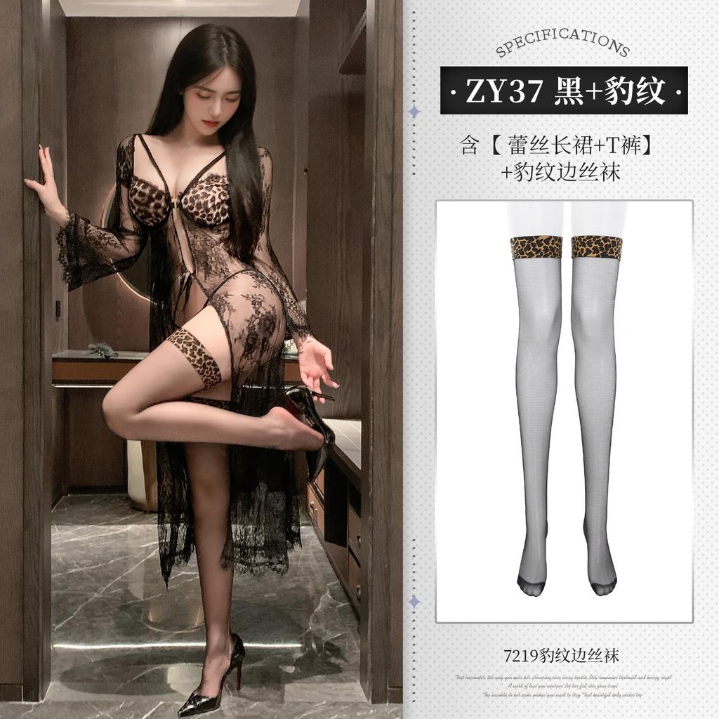 French Romantic Lace Temptation Dress Elegant Sexy Hip-revealing Flirting V Neck Hot Sexy Dresses Mesh Lace Sheer Top 9W1B