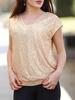Spring Autumn New Arrivals Shoulder Strap Sequin Slim V-Neck Solid Color Top T-Shirt for Women