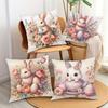 Easter Floral Bunny Print Pillowcase Nordic Home Decor Pillowcase Holiday Bedroom Living Room Decoration Polyester Cushion Cover