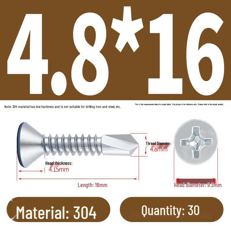 Phillips Flat Head Blue Zinc Plated Stainless Steel Self-Drilling & Self-Tapping Screws M3.9-M5.5