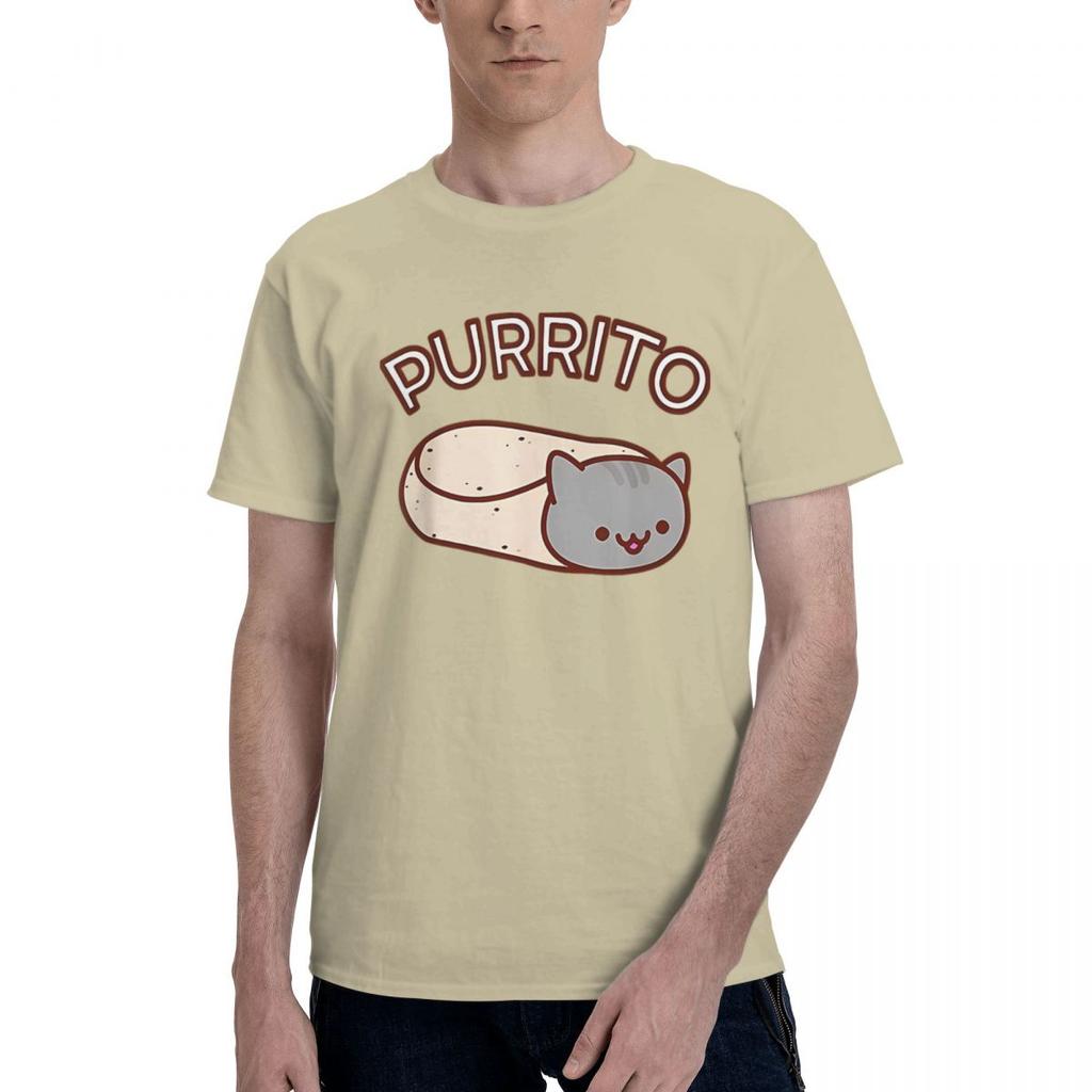 Kawaii Purrito Cat Funny Cool Premium 100 Cotton Casual Breathable Confortable Summer High End Mens Clothing Clothes Men