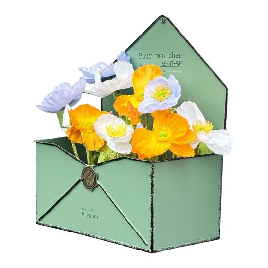 Wall Mounted Planter Envelope Shape Wall Planter Box Retro Iron Planter with Drainage Hole for Indoor Outdoor Garden Balcony