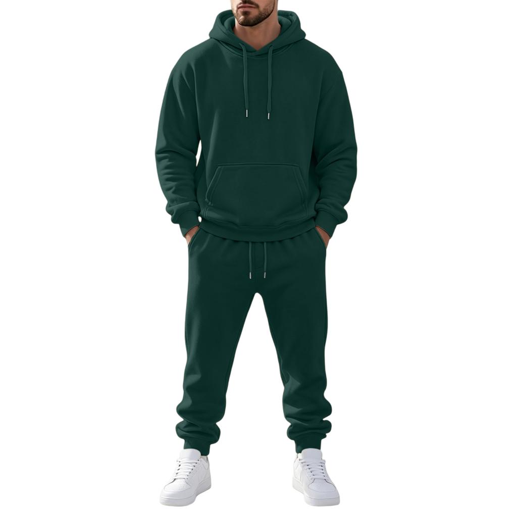 Men's Pullover Hoodie Sweatshirt Athletic Set for Training and Casual Wear