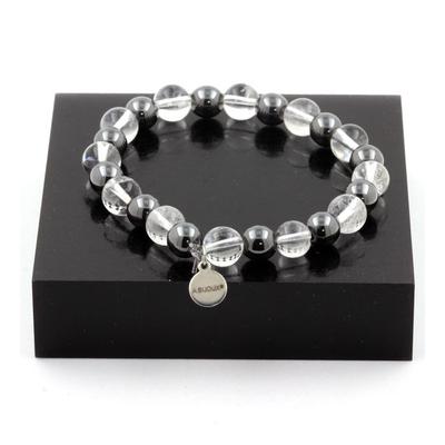 Stones and Minerals. Quartz + Hematite Beads Bracelet 8 Mm. Made In France.