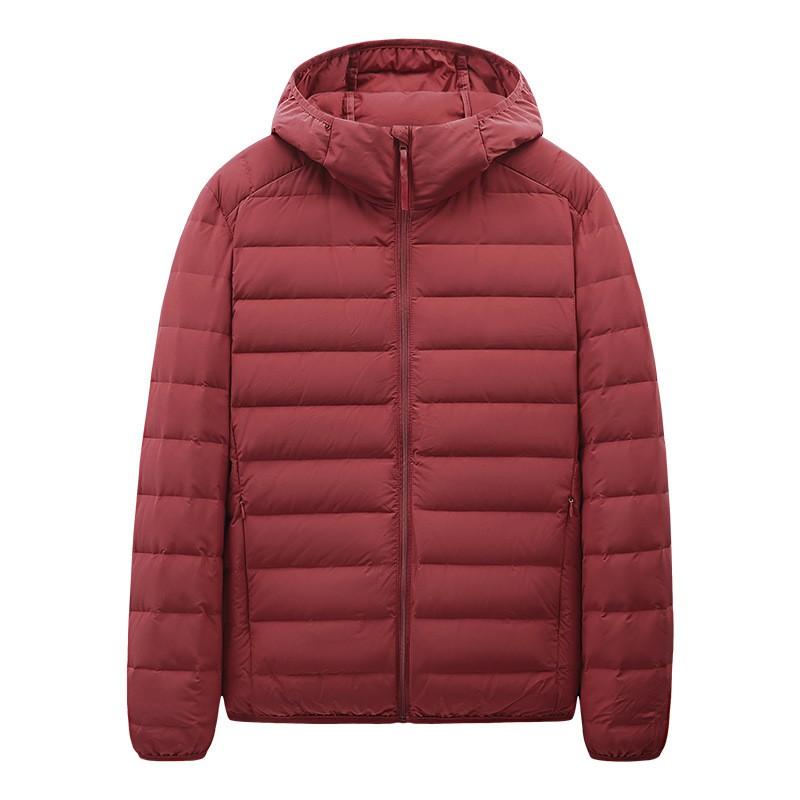 Giacca Piumino Corta Leggera da Uomo con Cappuccio 90% Piuma d'Anatra Bianca Caldo Cappotto Invernale Stile Urbano