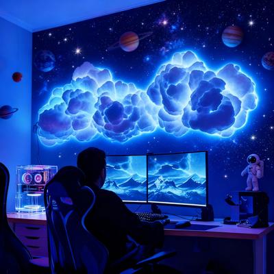 Donnerwolkenlampe mit Bluetooth-kompatibler APP, Musiksynchronisation, Farbwechselndes Licht, USB-betrieben, Schallaktiviertes Dekor
